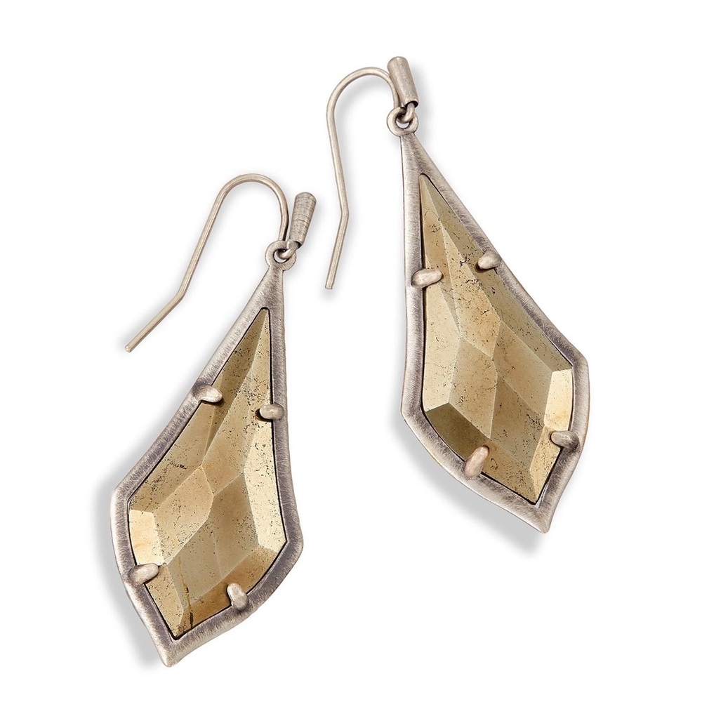 New Kendra Scott Olivia Pyrite Silver Drop Earring
